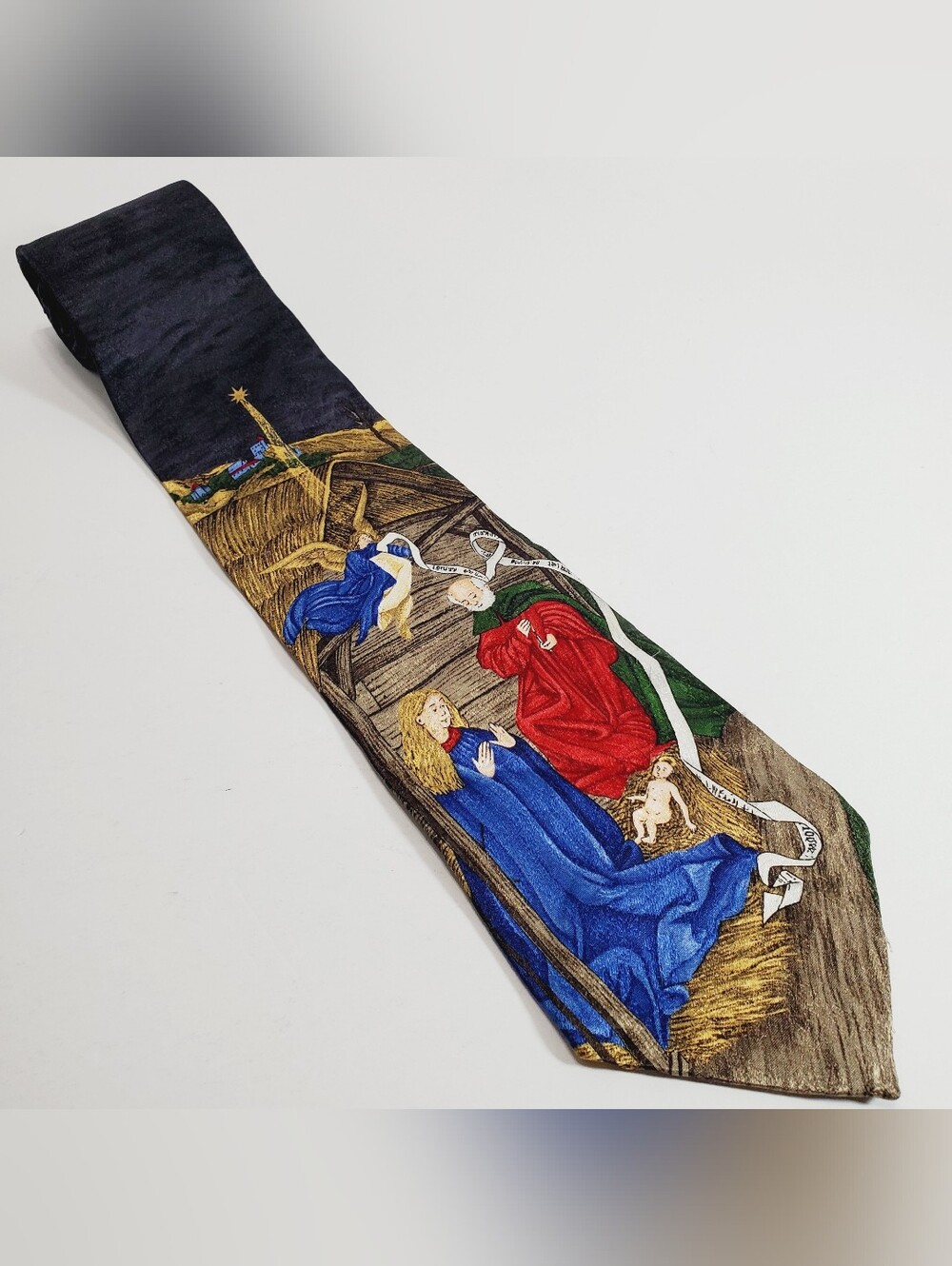 Christmas Manger Scene Men's Multicolor Silk Neck Tie St. Nick's Tie Shop